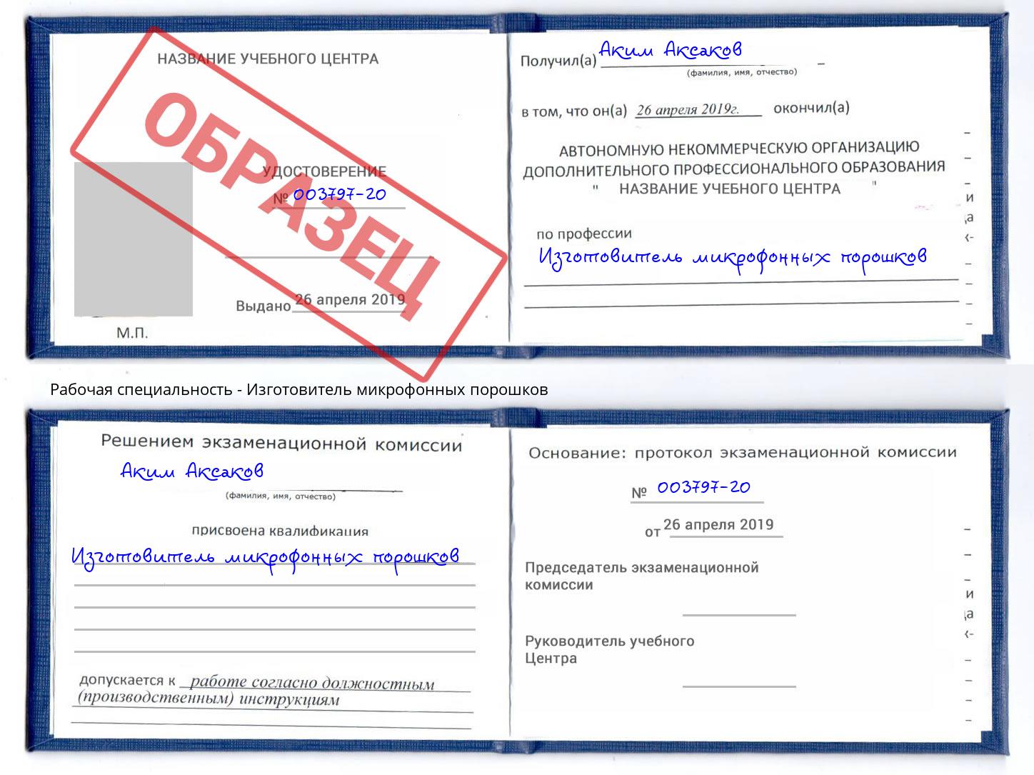 Изготовитель микрофонных порошков Тосно