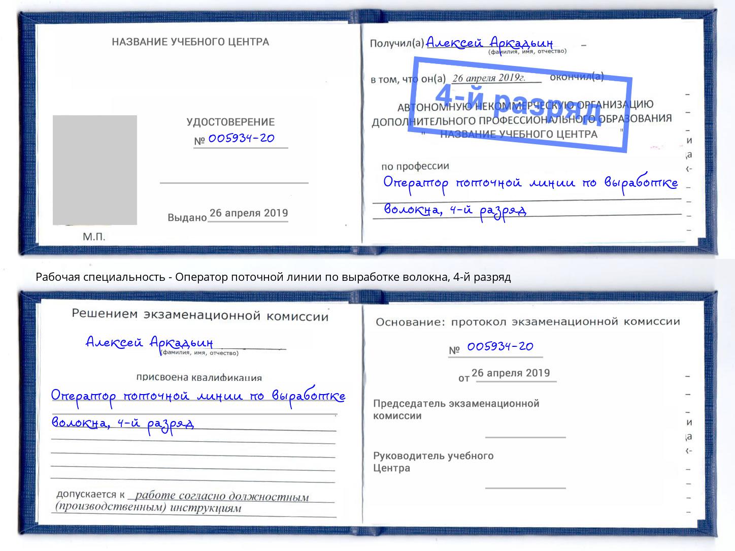 корочка 4-й разряд Оператор поточной линии по выработке волокна Тосно